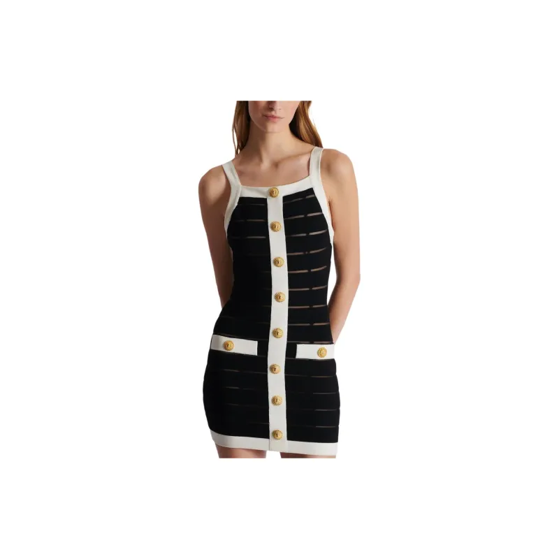 BALMAIN Mesh detailed Short Dress-5