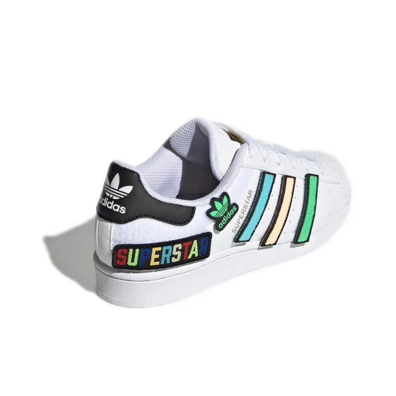 Adidas Originals Junior Abrasion Resistant Low Top Skateboard Shoes White Blue Green Teenagers-4