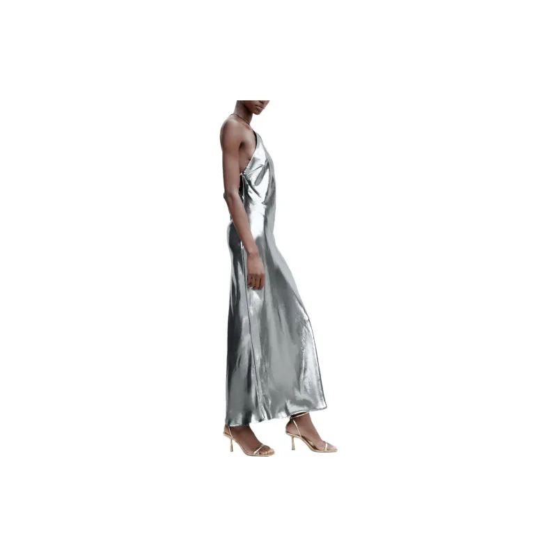 ZARA Slip Dresses Women's Dark Silver-3