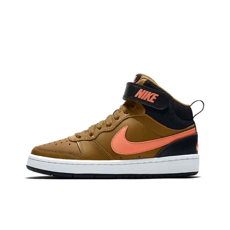 Nike Court Borough Slip Resistant Lightweight Cushioning Mid Top Skateboard Shoes Brown Teenagers-0