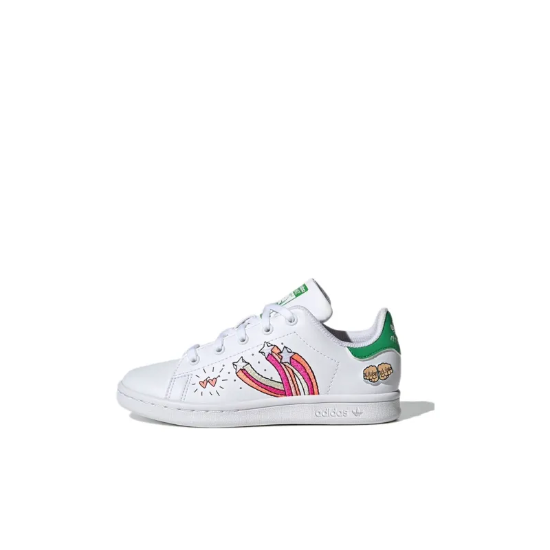 Adidas Originals STAN SMITH Collection C Low-Top Skateboard Shoes White Green Red Children Aged 3-7 Years Old-0