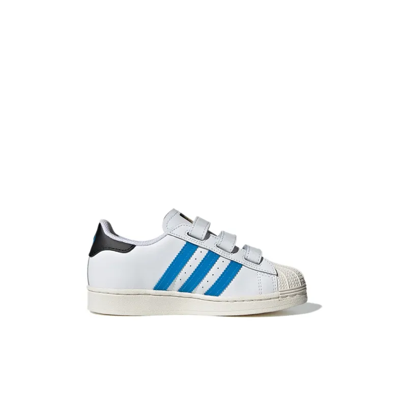 Adidas Originals SUPERSTAR CF C Wear-Resistant Low-Top Skateboard Shoes White Blue Black Children Aged 3-7 Years Old-1