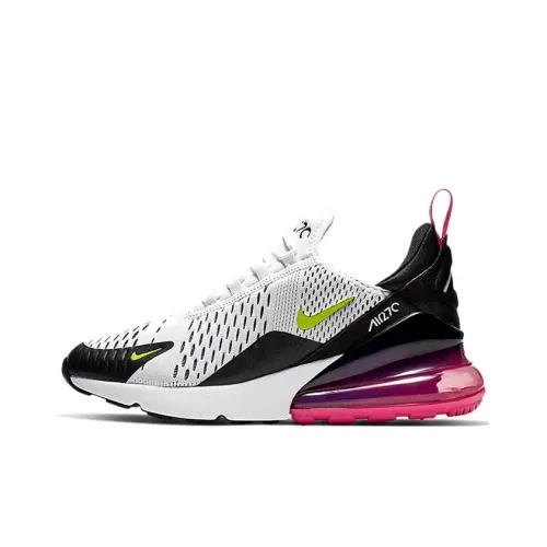 Nike Air Max 270 White Black Laser Fuchsia Volt GS