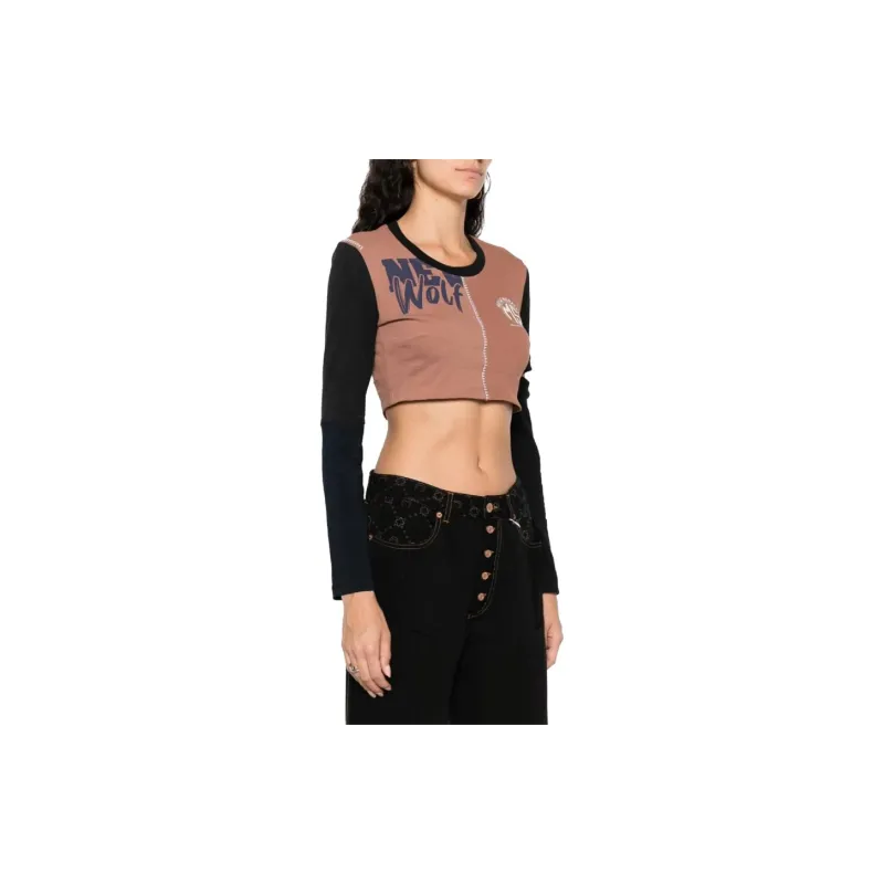 Marine Serre Regenerated Patchwork Cropped Top-3