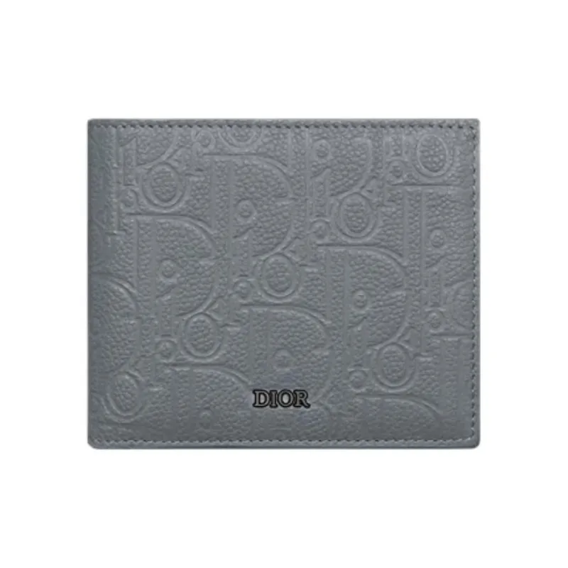 DIOR Calfskin Wallet Women's Dark Gray-0