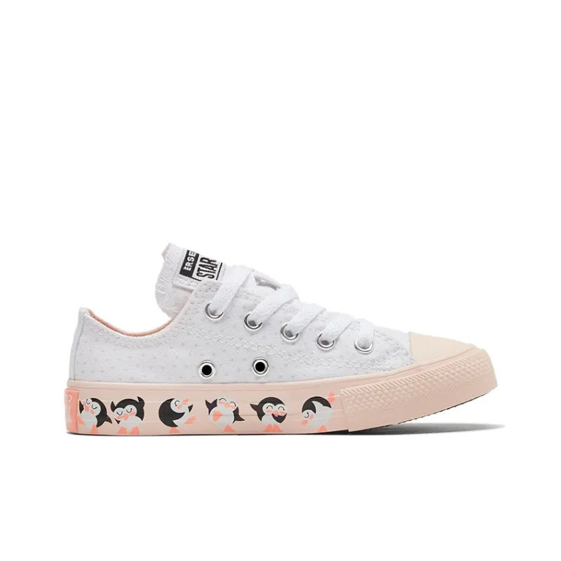 Converse Chuck Taylor All Star Anti Slip Wear Resistant Low Top Kids Canvas Shoes White Pink Teenagers-1