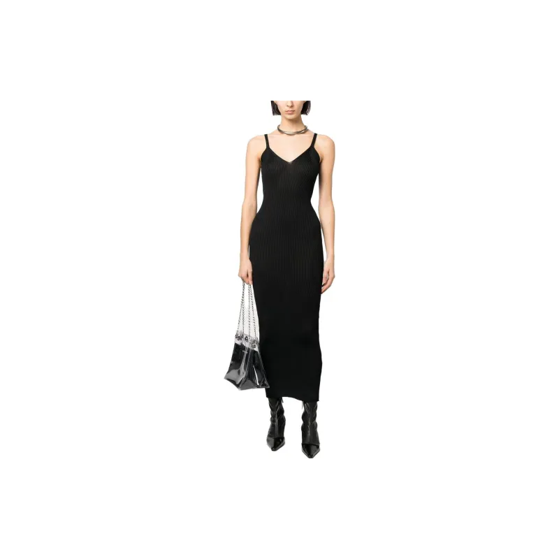 OUR LEGACY V Neck Ribbed Knit Sleeveless Dress-2