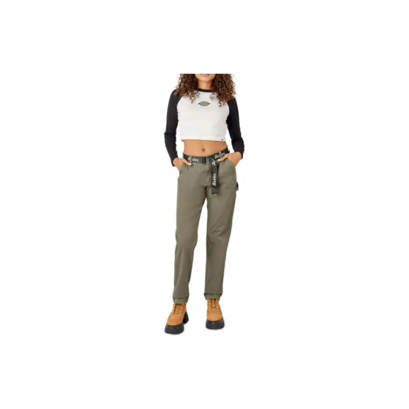 Dickies Relaxed Fit Carpenter Pants Cargo Pants Women's Green-1