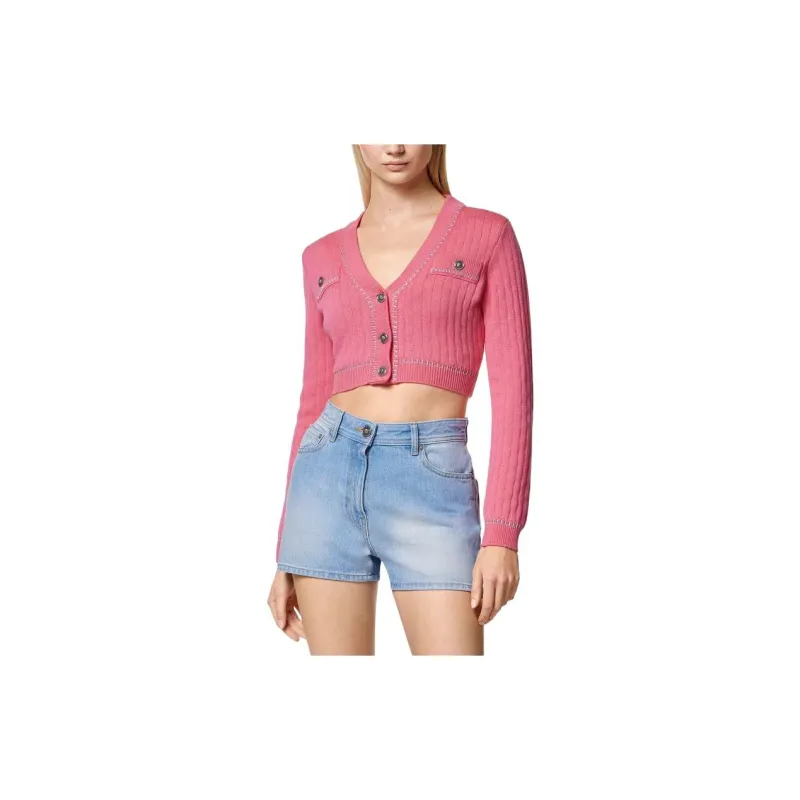 VERSACE Medusa Crop Knit Cardigan 'Flamingo'-1
