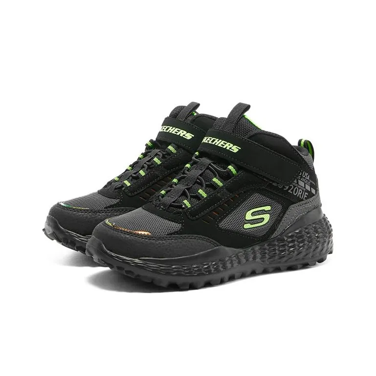 Skechers Monster Slip Resistant Cushioning Wear Resistant Mid Top Kids' Running Shoes Black Green Teenagers-2