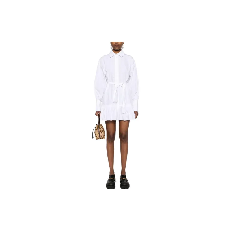 Patou Long Sleeved Ruffled Mini Shirtdress-1
