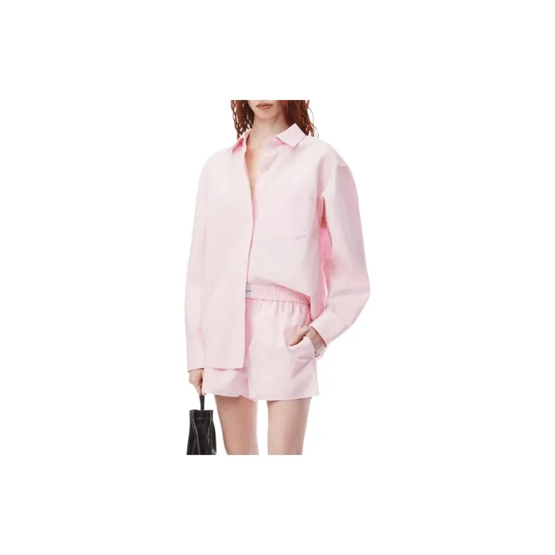 Alexander Wang Boyfriend Logo Flag Tag Shirt Light Pink-1