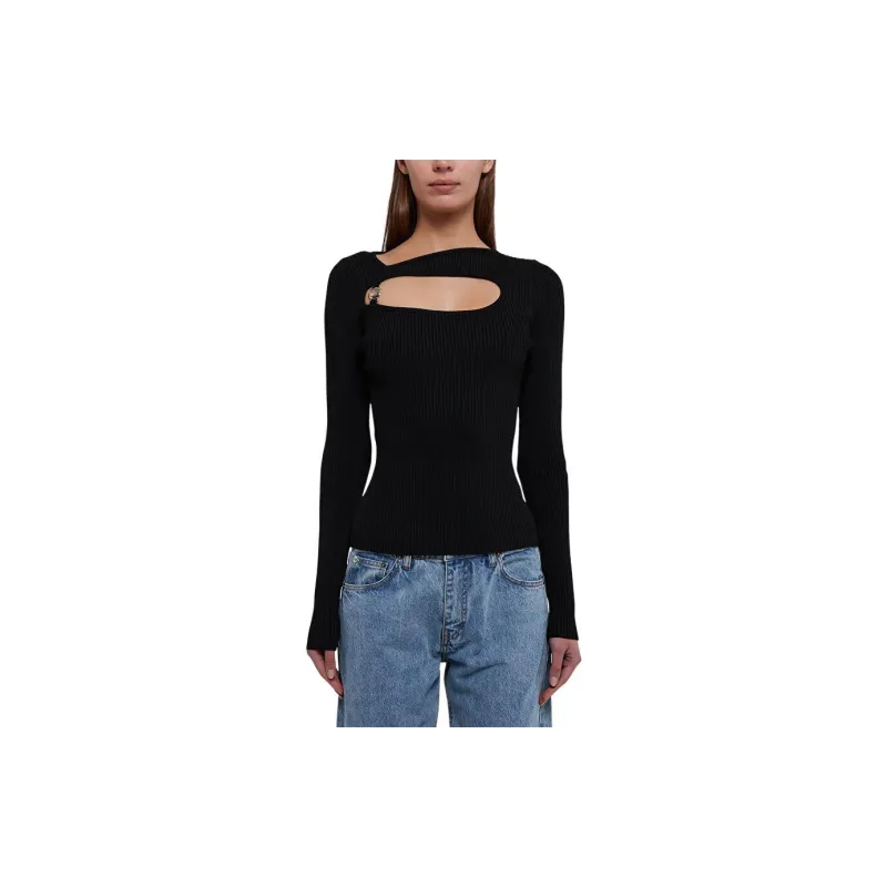 COPERNI Long Sleeved Cut Out Detailed Ribbed Knit Top-3