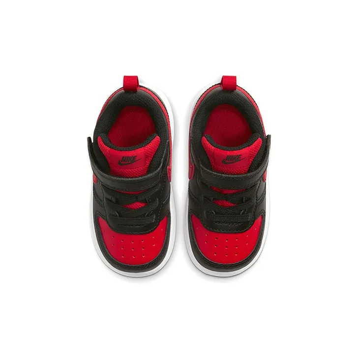 Nike Court Borough Low 2 Slip-Resistant Cushioning Wear-Resistant Mid-Top Skateboard Shoes Black Red Infant And Toddler-3