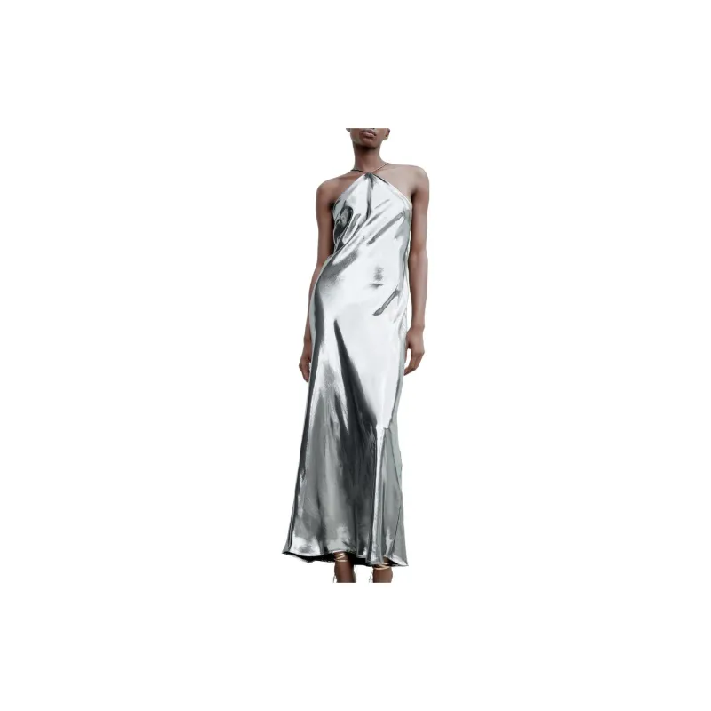 ZARA Slip Dresses Women's Dark Silver-1