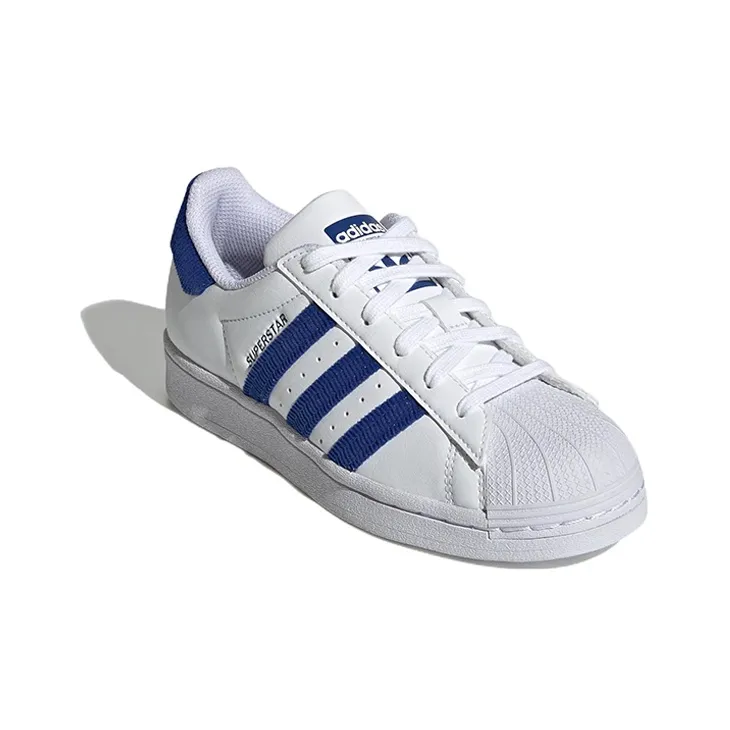 Adidas Originals Superstar Series J Low Top Kids' Skateboarding Shoes White Blue Teenagers-2