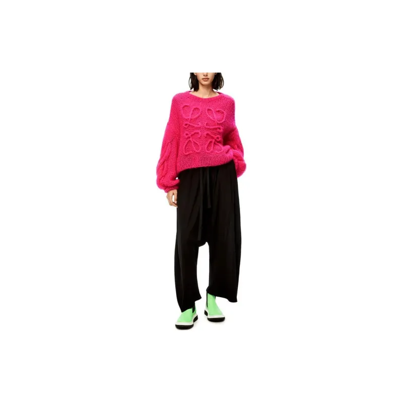 LOEWE Anagram Mohair Sweater 'Fluo Pink'-2