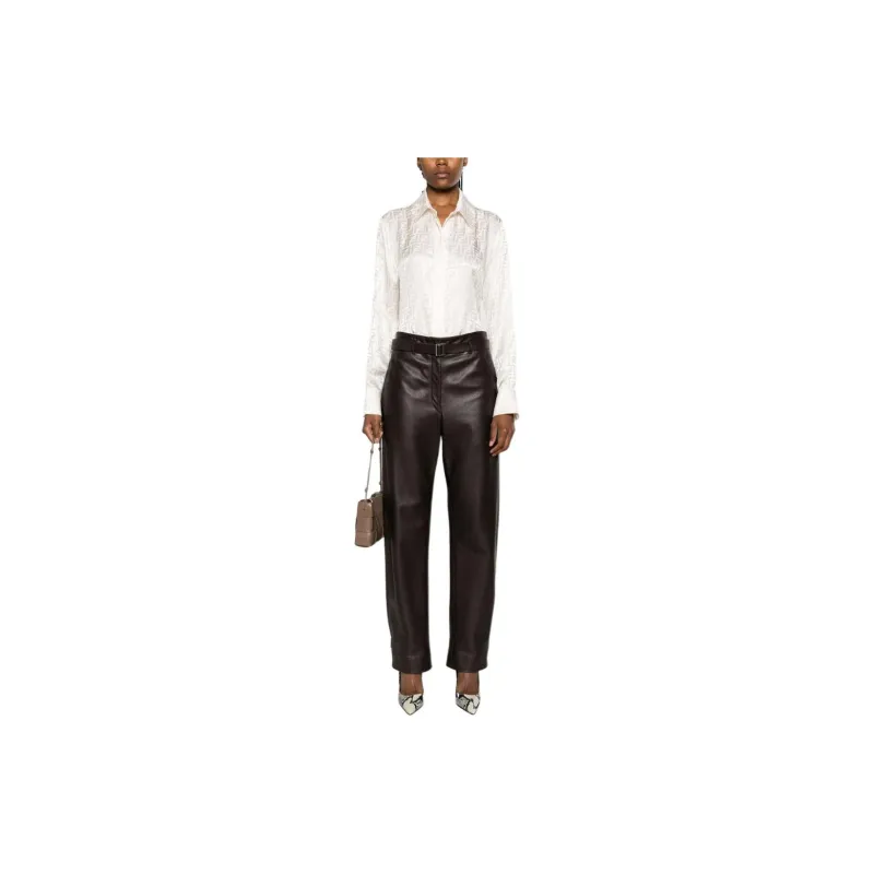 FENDI Monogrammed Collared Long Sleeve Shirt-2