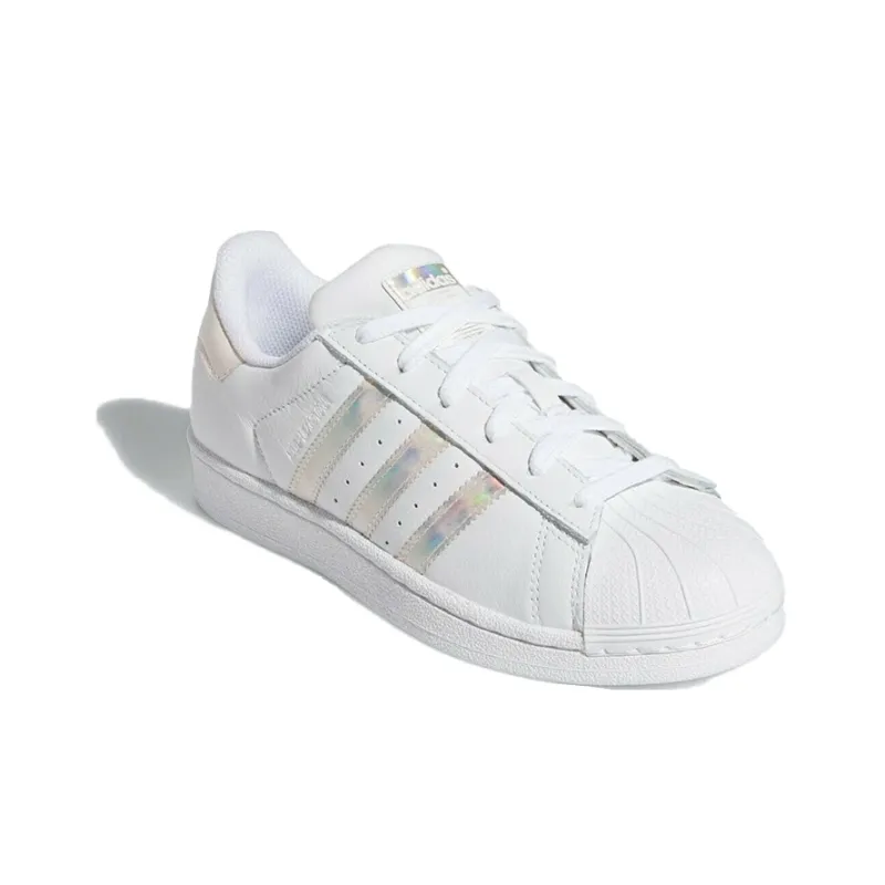 Adidas Originals Superstar Series Glitter Mesh J Breathable Low Top Kids' Skateboarding Shoes White Sequins Teenagers-2