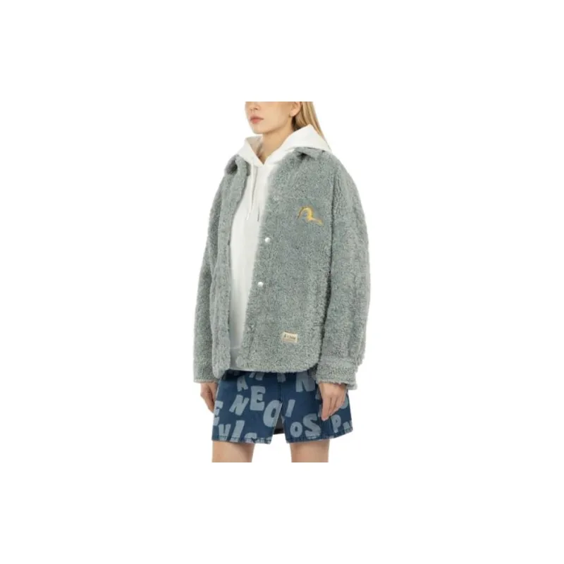 EVISU FW23 Velvet feel Coat Women's Ice Blue-4
