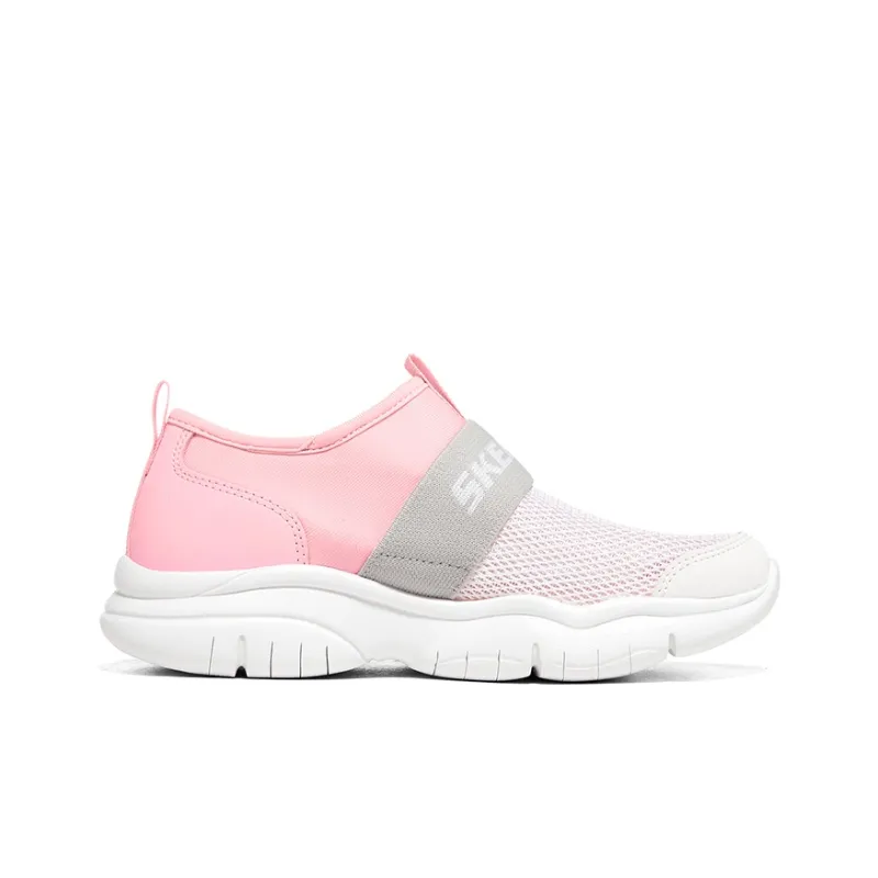 Skechers Go Fle Slip Resistant Cushioning Abrasion Resistant Low Top Kids Lifestyle Shoes White Pink Teenagers-1