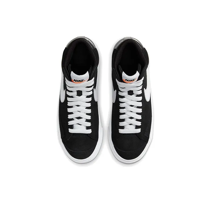 Nike Blazer '77 Suede Anti Slip Wear Resistant Mid Top Kids' Skateboarding Shoes Black White Teenagers-3