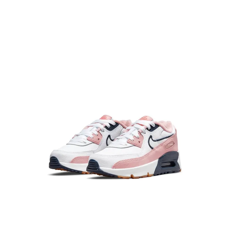 Nike Air Max 90 SE Slip Resistant Shock Absorbers Kids Lifestyle Shoes White Blue Pink Children Aged 3 7 Years Old-2