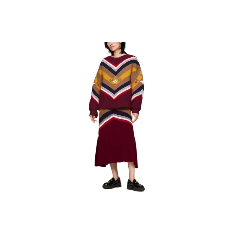 Tommy Hilfiger x PENDLETON Knit Long Skirt Women's Red-2