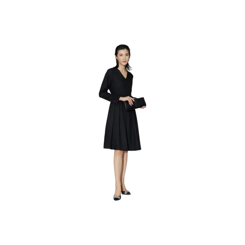 BBLLUUEE Long Sleeved Dress Women's Black-2
