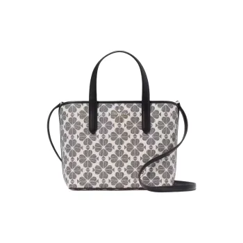 Kate Spade Spade Flower PVC Tote Bag Shopping Bag Crossbody One Shoulder Handbags Mini Women's Gray & White