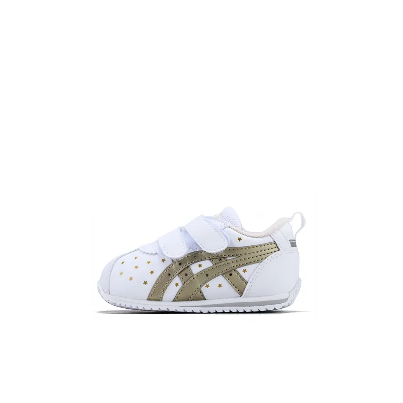 Asics Corsair Mini Anti-Slip And Wear-Resistant Breathable Low-Top Toddler Shoes White Gold Infant And Toddler-0