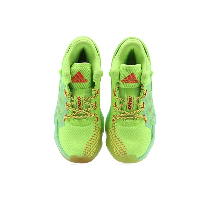 Adidas D.O.N. Issue #2 Slip Resistant Mid Top Children's Basketball Shoes Green Orange Teenagers-3