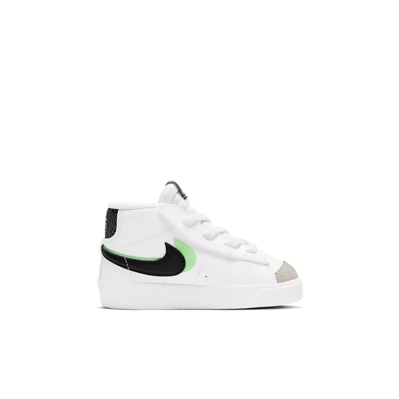 Nike Blazer 77 SE Mid Top Skateboard Shoes Black White Green Infant And Toddler-1
