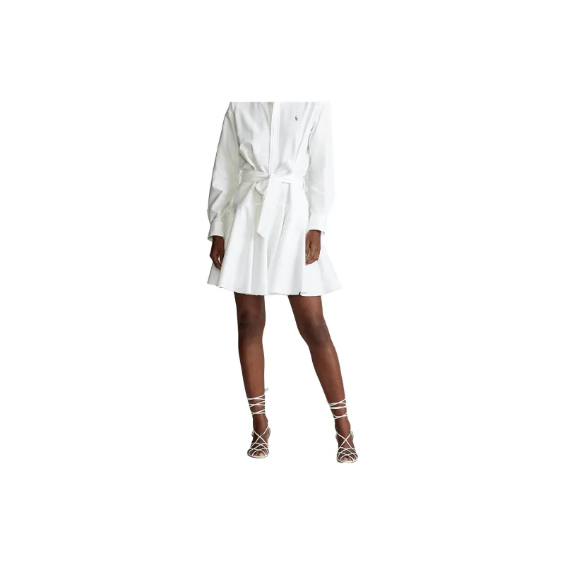 Polo Ralph Lauren SS23 Long Sleeved Dress Women's White-1