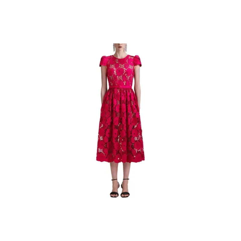 Self portrait Short Sleeved Dresses Women's France Red-1