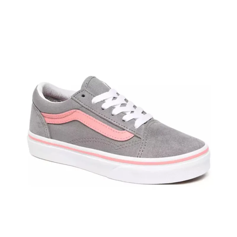 Vans Old Skool Pop Low-Top Kids' Skateboarding Shoes Gray Pink Teenagers-2