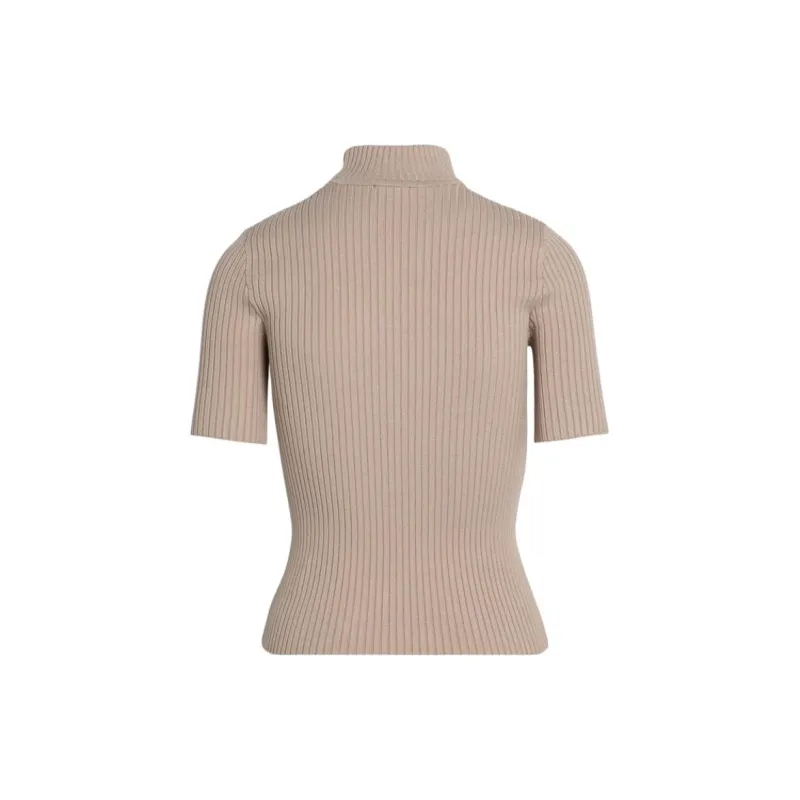 Courrèges Ribbed Turtleneck Sweater 'Cappuccino'-1