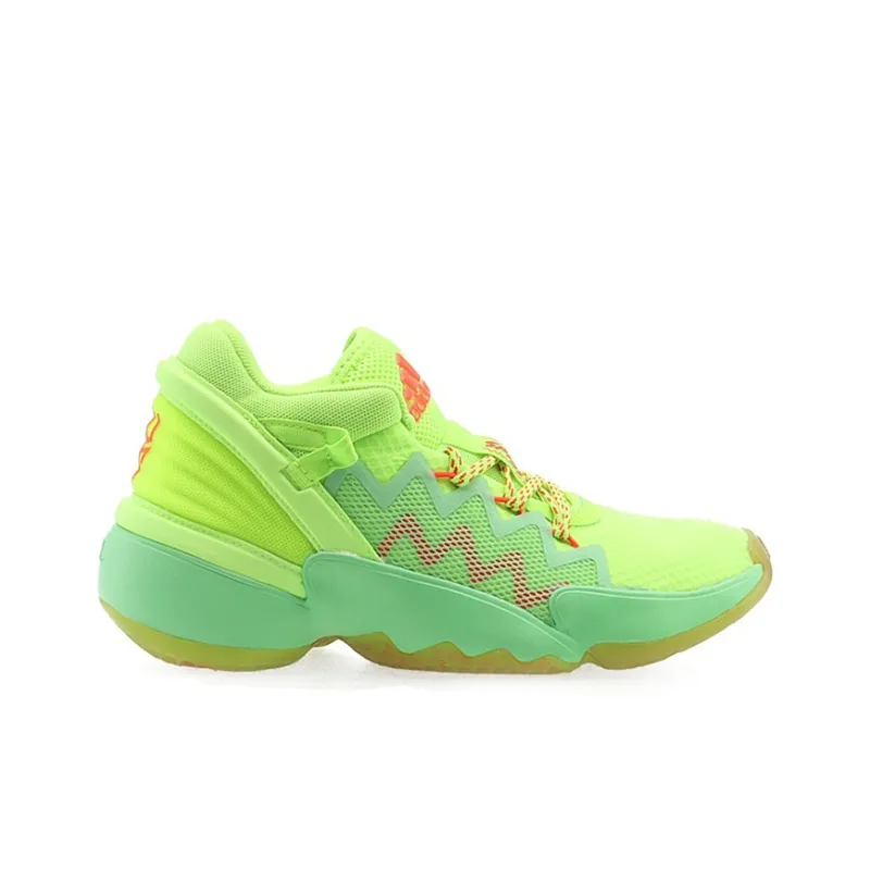 Adidas D.O.N. Issue #2 Slip Resistant Mid Top Children's Basketball Shoes Green Orange Teenagers-1