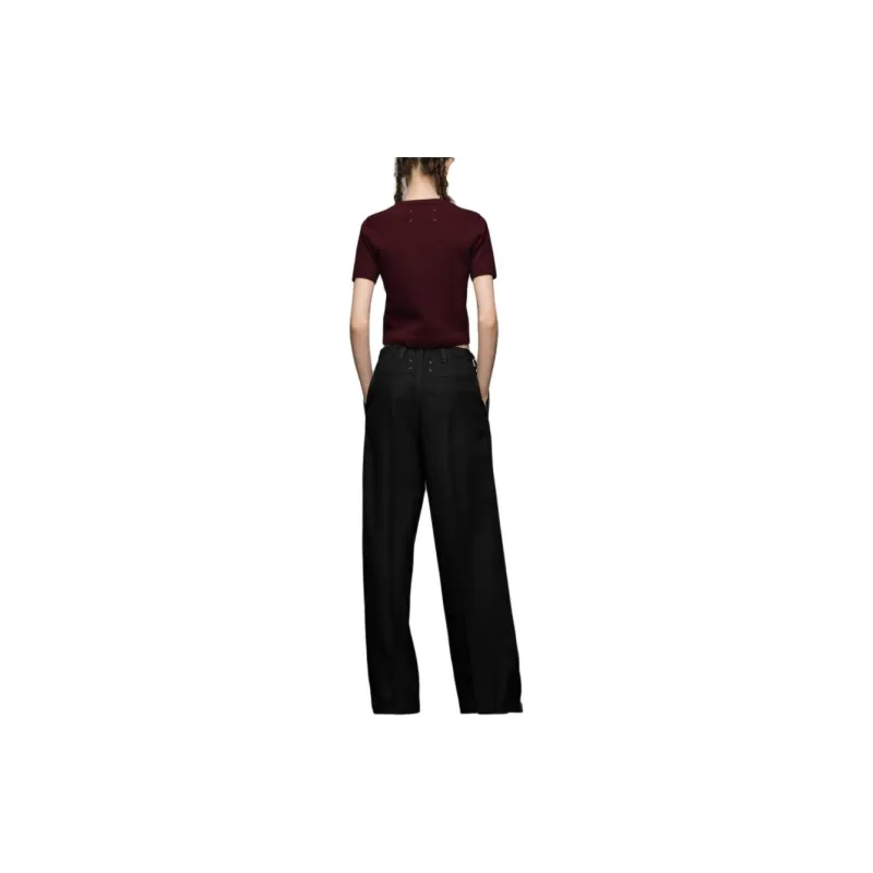 Maison Margiela Logo Stitched Wide Leg Trousers-2