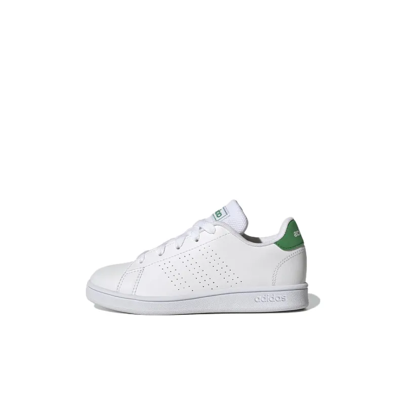Adidas Neo ADVANTAGE Abrasion Resistant Low Top Kids' Skateboarding Shoes White Green Kids'-0