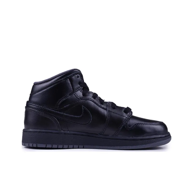 Jordan 1 Retro Mid GS Black Dark Grey-1