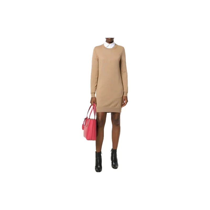 Burberry Long Sleeved Dresses Women's Khaki-2