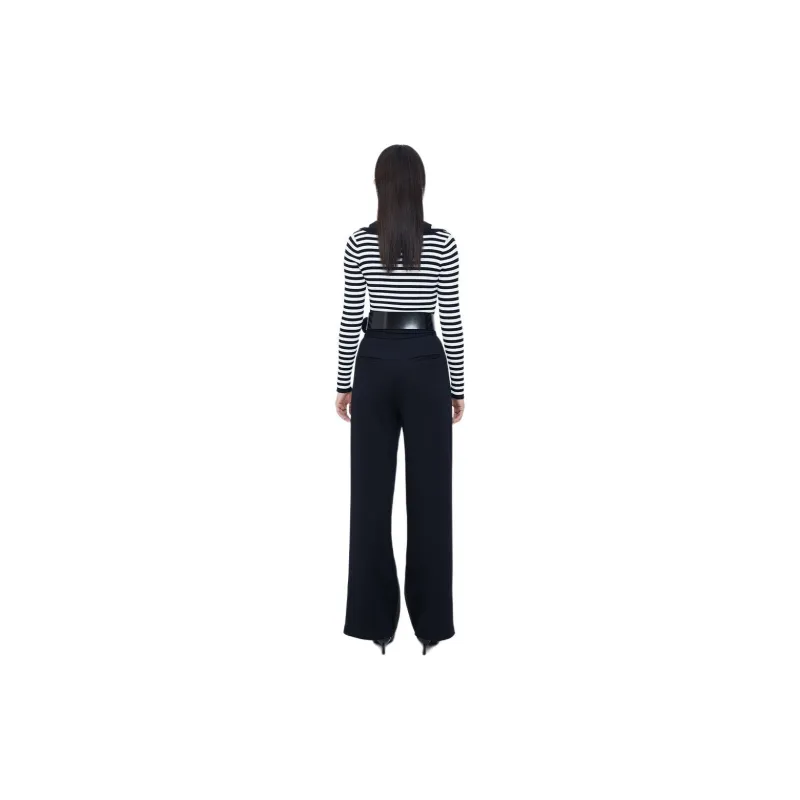 N ONE Knitwear Women's Black White Stripes-1