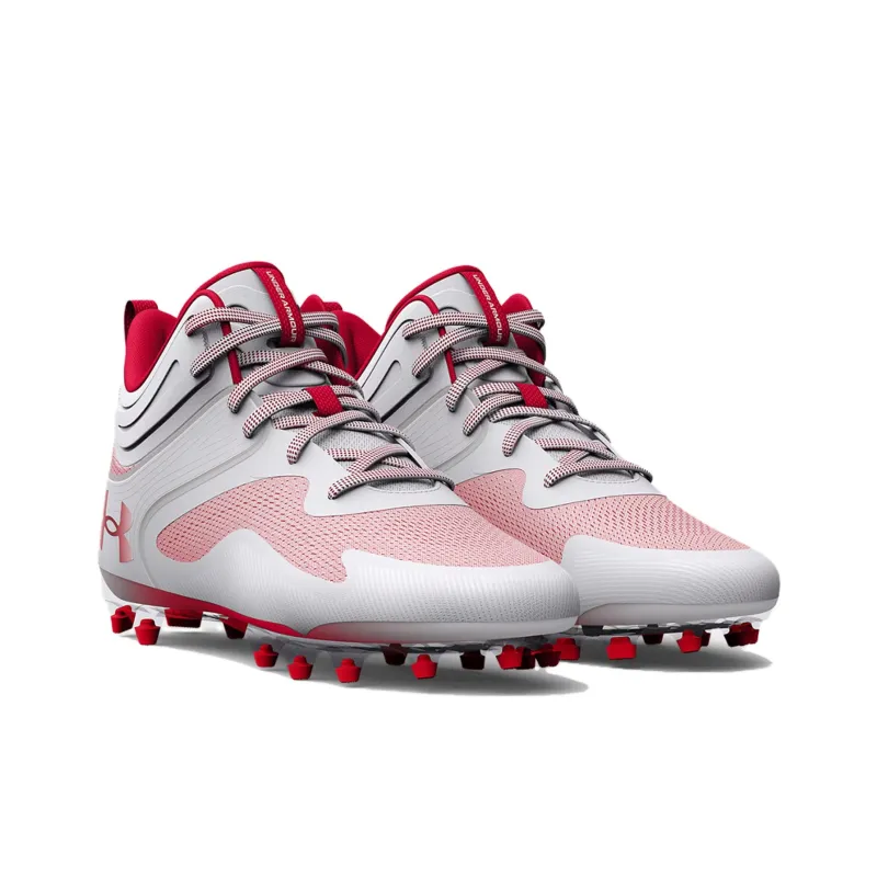 Under Armour Command Mc Mid Lacrosse Cleats 'White Red'-2
