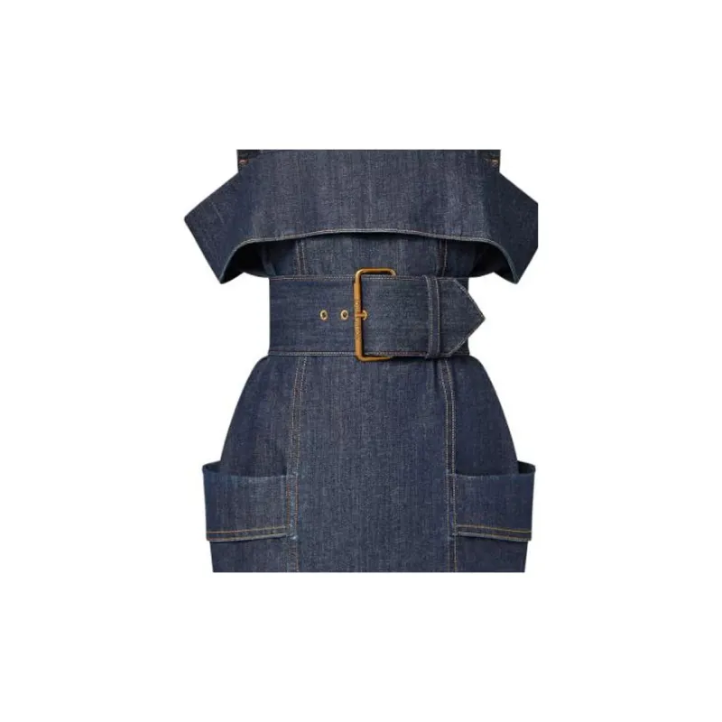 LOUIS VUITTON Oversized Belt Denim Utility Dress-1