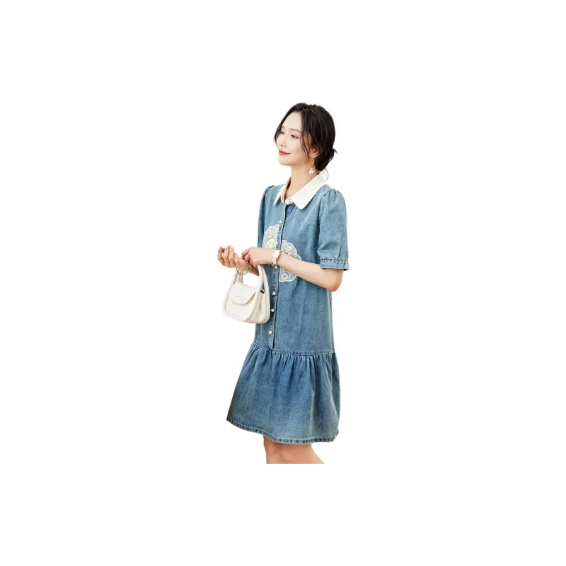 TERRE BLEUE SS24 Short Sleeved Dresses Women's Denim Blue-7