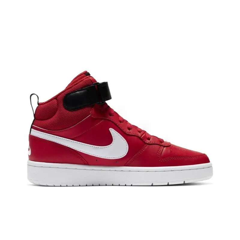 Nike Court Borough 2 Mid 2 Slip-Resistant Cushioning Wear-Resistant Mid-Top Skateboard Shoes Red White Teenagers-1