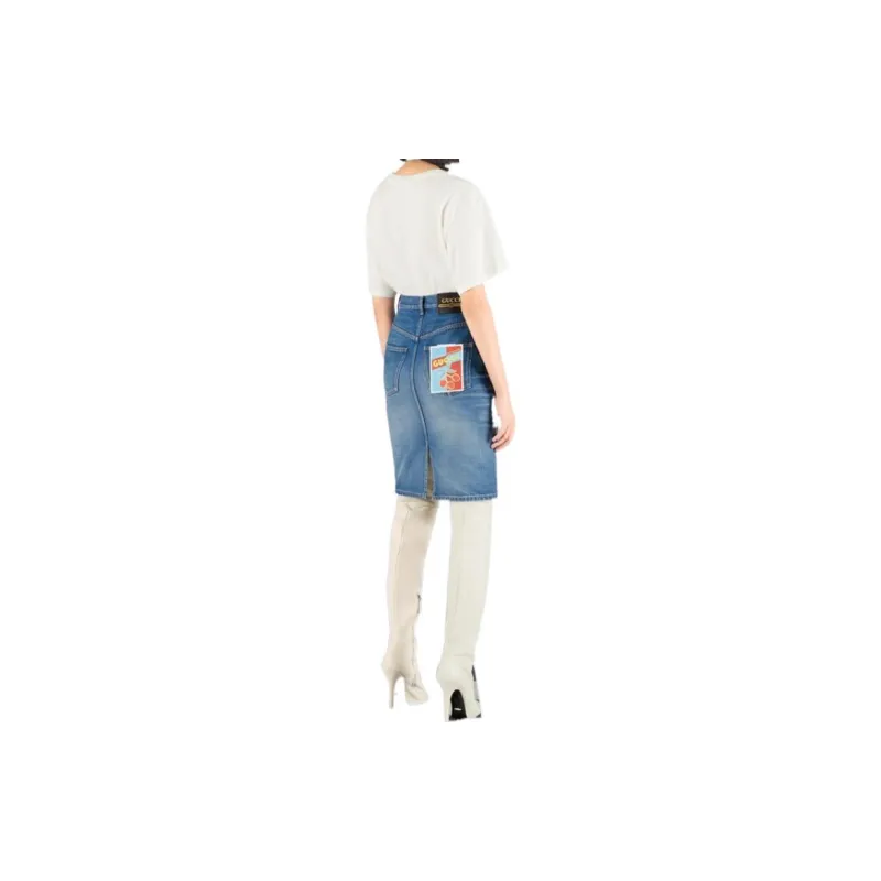 GUCCI High waisted Denim Pencil Skirt-2