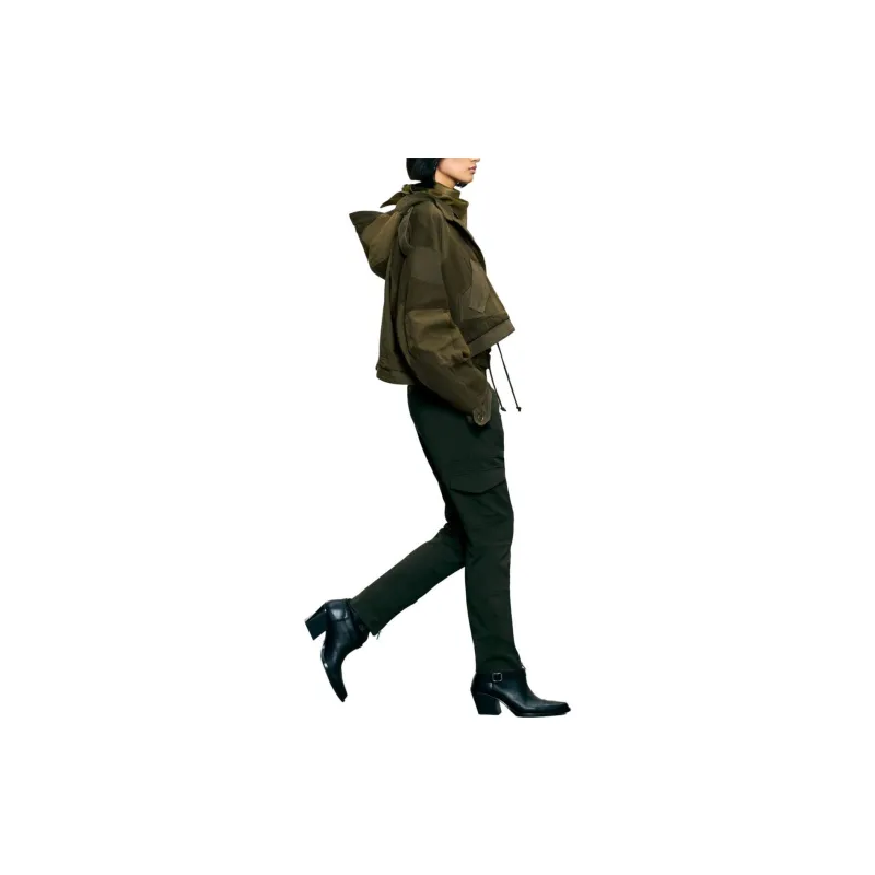 ZARA Cropped Coats Women's Dark Khaki-3