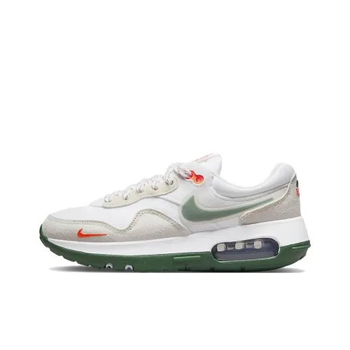 Nike Air Max Motif Cushioned Slip Resistant Abrasion Resistant Low Top Kids' Running Shoes White Gray Green Teenagers